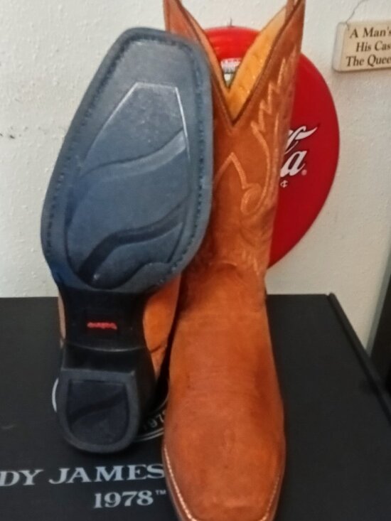 Tan Laredo Roughout Cowboy Boots, Square Toe, Size 13D